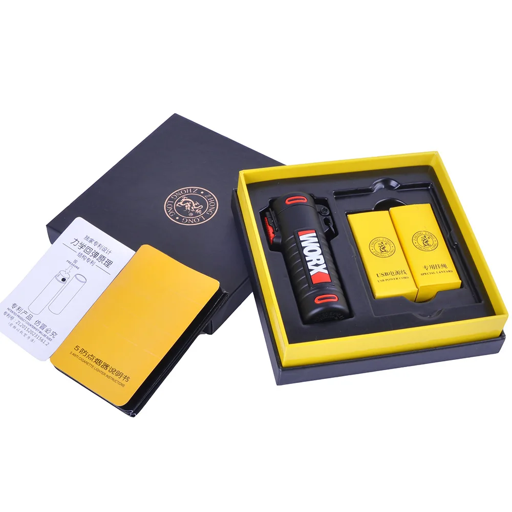 50 шт./лот цилиндр электронная сигарета зажигалка двойной импульсно-дуговая