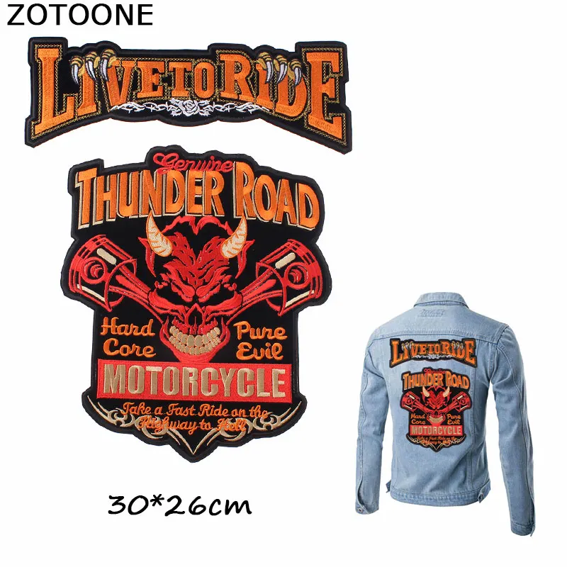 ZOTOONE крутые нашивки Red Thunder Road с вышивкой утюгом на одежде большие черепом для езды