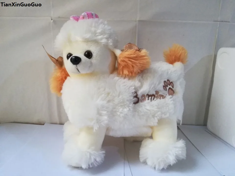 Около 30x25 см стоящая Пудель собака плюшевая игрушка мягкая кукла подушка подарок