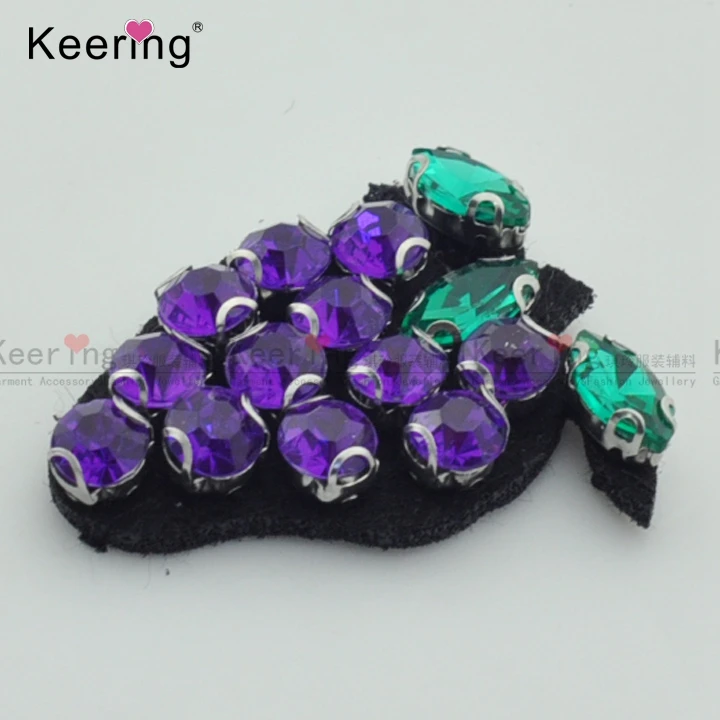 

Lovely Purple Color Grape Rhinestone Beaded Applique For Clothes WPHB-038