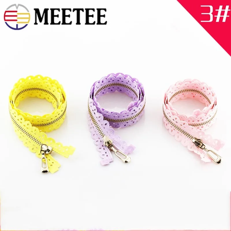 Meetee/2 шт. 3 #50/60 см металлическая молния кружевная ткань золотые зубы открытая