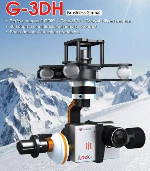 

Freeshipping Walkera G-3DH Brushless Rotating Camera Gimbal Support iLook+ Gopro3/3+ Gopro 4 camera 360 Degrees Tilt Control FPV