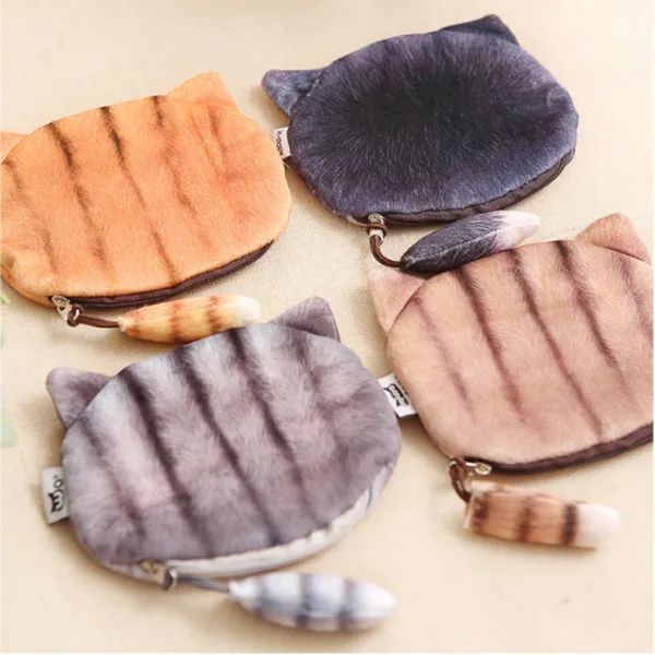 Новинка чехол на молнии с изображением милого кота кошелек для монет женский