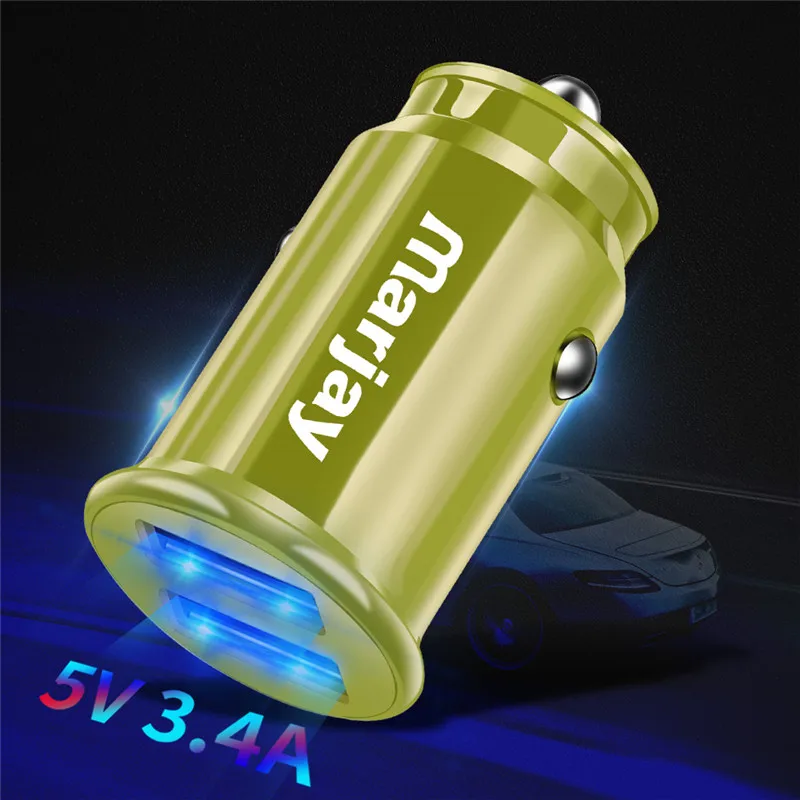 Green Marjay Красный USB Автомобильное зарядное устройство для iPhone X Xiaomi Redmi Note 7 samsung S10 Tablet Dual 3.4A быстрое зарядное устройство автомобильное зарядное устройство адаптер в автомобиль - Тип штекера: Green