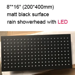 matt black- with led Современный отель 8 дюймов x 16 дюймов Большой дождь Душевая Головка 304 нержавеющая сталь матовый черный или матовый Поверхность Аксессуары для ванной комнаты - Цвет: matt black- with led