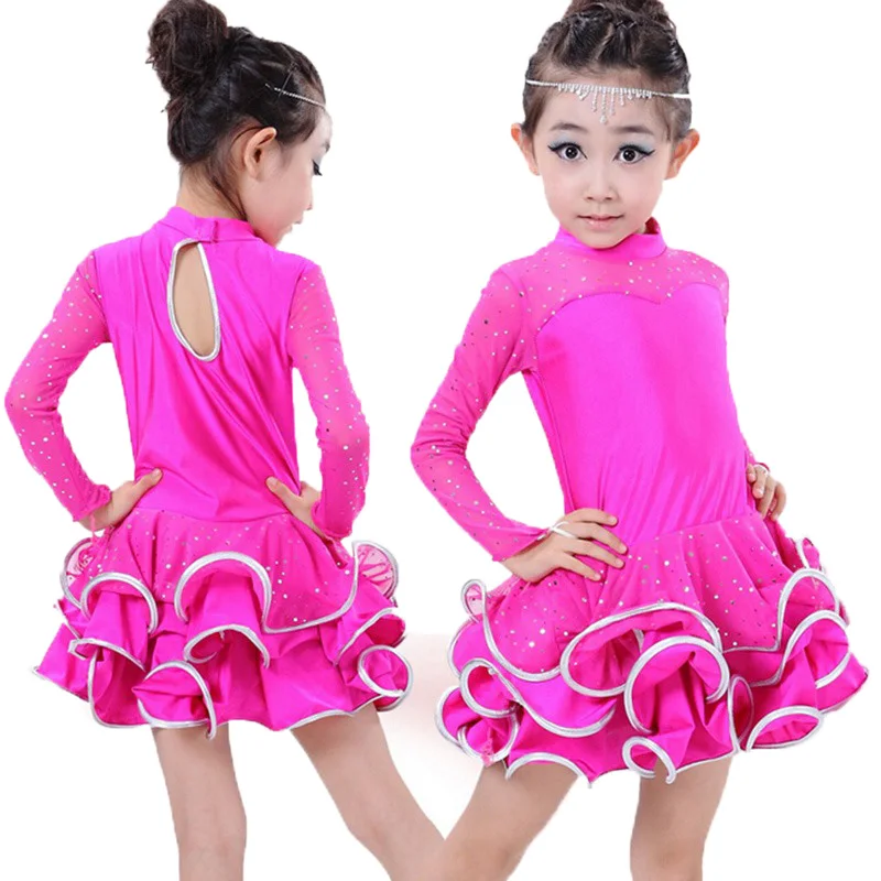 Гимнастическое платье с длинным рукавом кружево блесток гимнастика костюмы дети