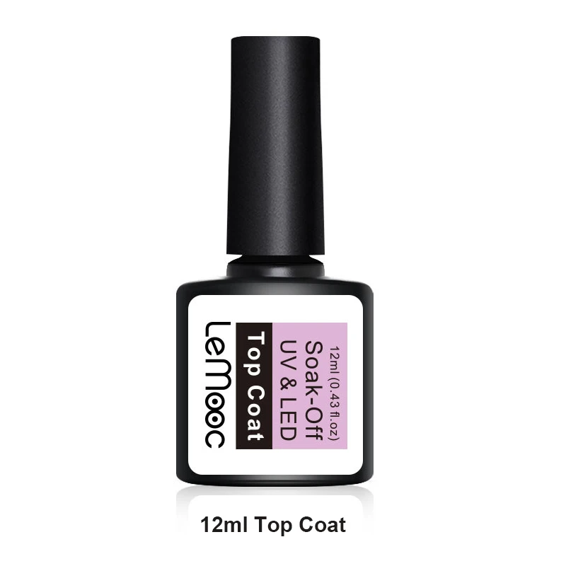 12ml top coat LEMOOC, 12 мл, розовая серия, Гель-лак для ногтей, чистый цвет, замачиваемый Светодиодный УФ-Гель-лак, стойкий лак для ногтей, 50 цветов - Цвет: 12ml top coat