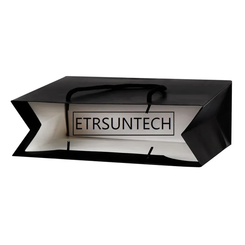 200 шт./лот высококачественный черный/белый пакет из крафт бумаги с ручкой