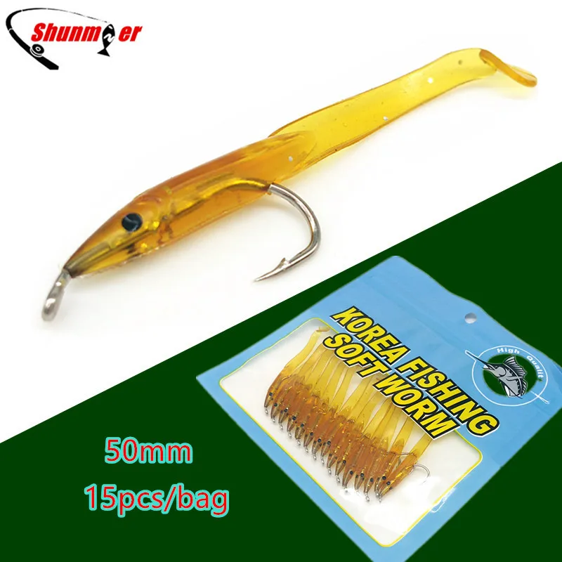 SUNMILE 15pcs 0.6g 50mm Eel Soft Lures baits Fishing Lure Pesca Peche Tackle Wobblers Fish Carp Leurre Souple Isca Artificial