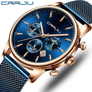 CRRJU мужские часы Reloj Hombre 2019 мужские s часы лучший бренд класса люкс кварцевые часы с большим циферблатом спортивные водонепроницаемые Relogio Masculino Saat