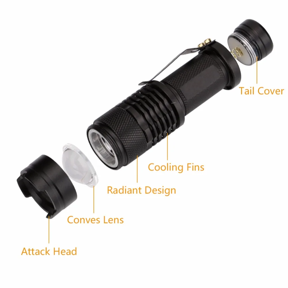 

Mini Waterproof LED Tactical Flashlight 450 Lumens Zoomable Red Light LED 3 Modes Flashlight Torch Lamp For AA/14500