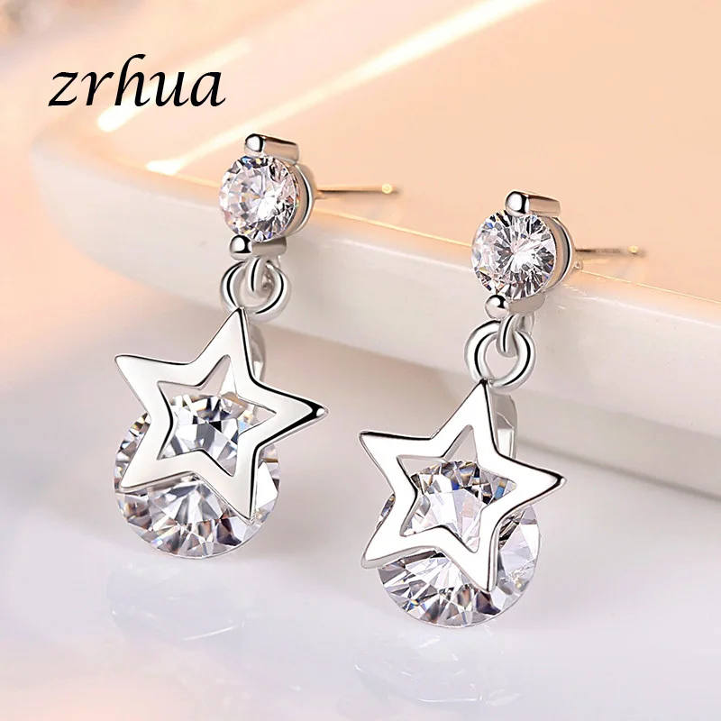 ZRHUA 925 стерлингового серебра 2019 Новое поступление Модный Блестящий Кристалл