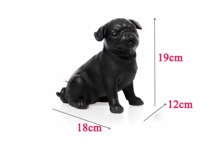 Black white creative resin Pugs dog figurines vintage statue home decor crafts room decoration objects animal figurine | Дом и сад
