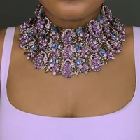 dvacaman women layers crystal chain pendant necklace big statement necklace rhinestone indian bridal jewelry famale bijoux ai32