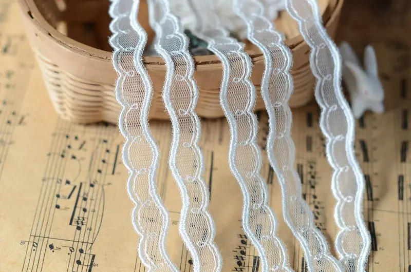 Простая белая гофрированная газовая вышивка Ширина шнурка 1 5 см метр|Кружево| |