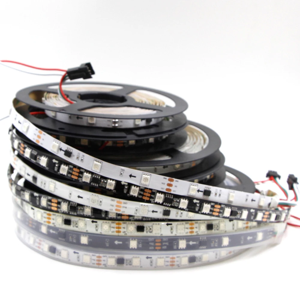 12В WS2811 Светодиодная Пиксельная полоса света Rgb Полноцветный 5050 программируемый