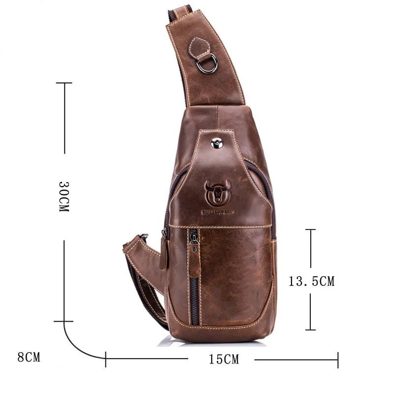 BULLCAPTAIN Genuine Leather Fashion Crossbody Bags men casual messenger bag Small Brand Designer Male Shoulder Bag Chest Pack |