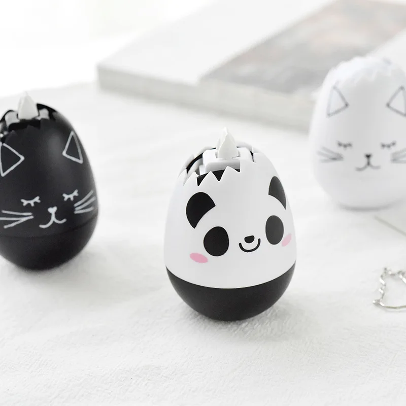 

Novelty Cartoon Panda Cat Egg Shape Press Type Decorative Correction Tape Diary Stationery School Supply