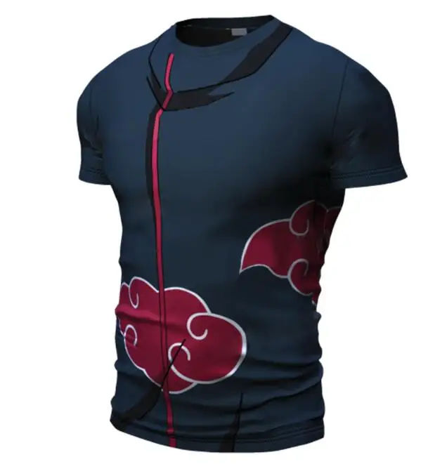 Новинка, Мужская футболка Uzumaki Naruto 3D с коротким рукавом, Хатаке, Какаши, Учиха, Саске, футболка, Маскарадные костюмы на Хэллоуин, размер S-4XL - Цвет: Небесно-голубой