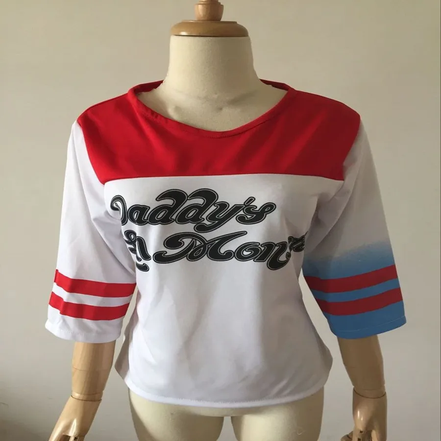 2017 Harley Quinn Cosplay Costume Women Tee Suicide Squad Daddy's Lil Monster T Shirt Sexy Shorts | Игрушки и хобби