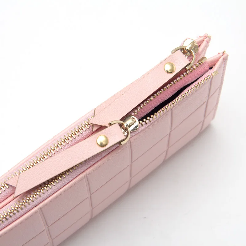 New Women's Zipper Wallets PU Leather Ladies grid Purses Lady Coin Pocket Red Long Wallet Female Clutch Bag For Women Gift NY138 | Багаж и