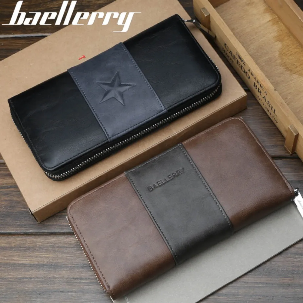 Baellerry, мужские длинные кошельки для карт, 36, несколько держателей карт, стильный мужской кошелек на молнии, Большой Вместительный брендовый кошелек для мужчин