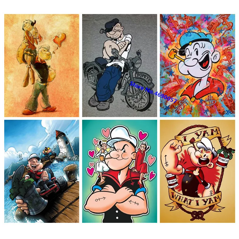

5D алмазная живопись Popeye, Алмазная мозаика, мультяшная Алмазная вышивка, полный набор «сделай сам», алмазная вышивка из бисера