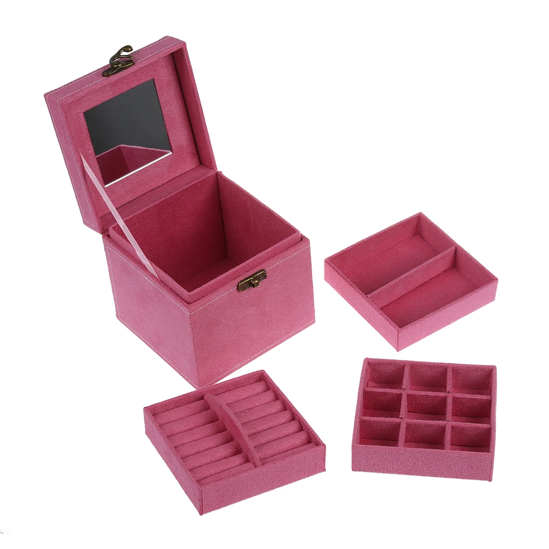 Retro Jewelry Box Case Storage Organizer Makeup with Lock - Pink | Украшения и аксессуары