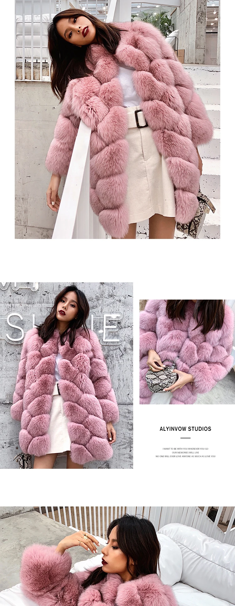 Maylofuer Women New Real Fox Fur Coat Natural and Genuine Fox Fur Jacket for Woman Winter Fashion Fur Coats Overcoat Outwear