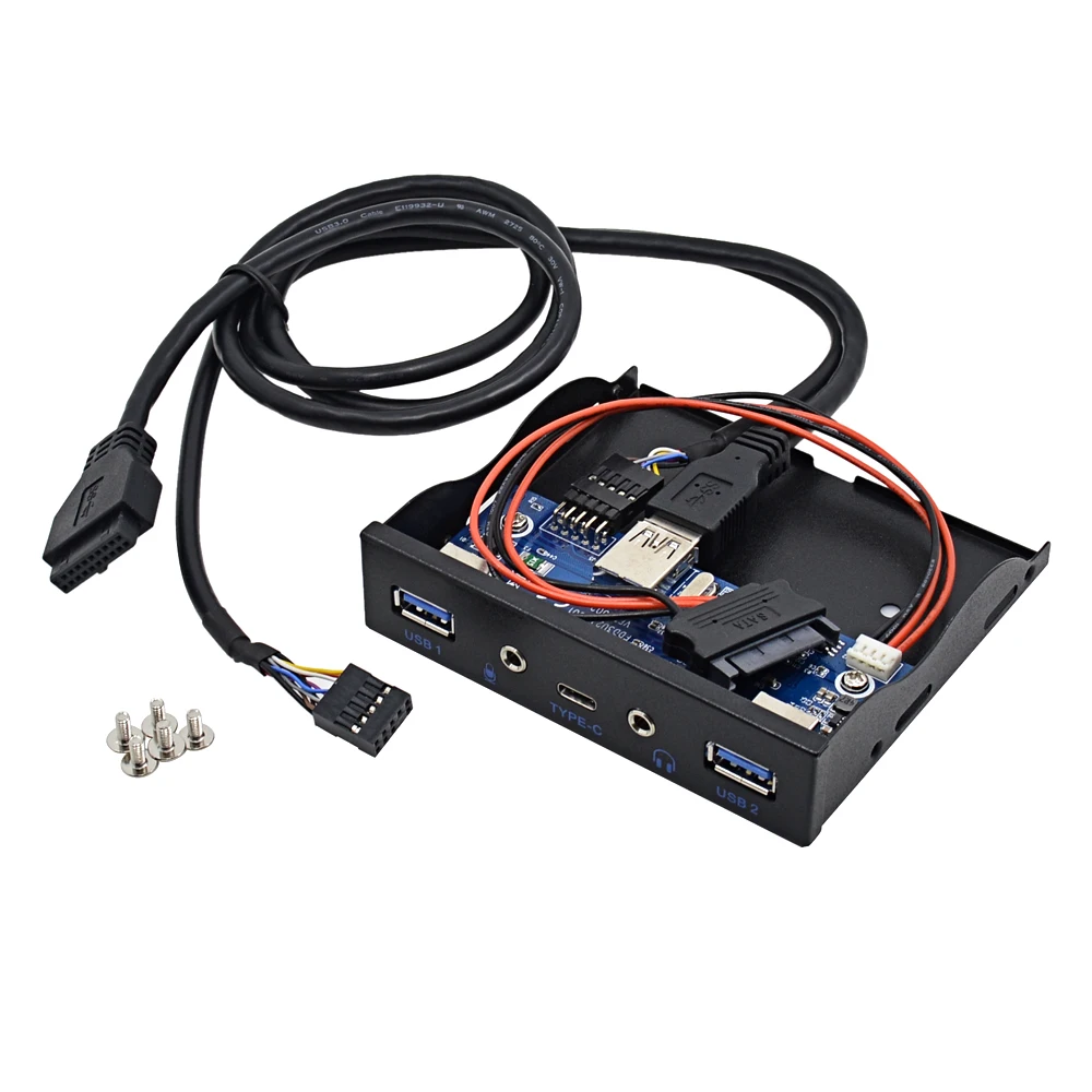CHIPAL 5 портов USB 3,0 концентратор спилиттер USB 3,1 TYPE-C USB-C Передняя панель HD аудио с кабелем питания для ПК настольный 3," флоппи-отсек