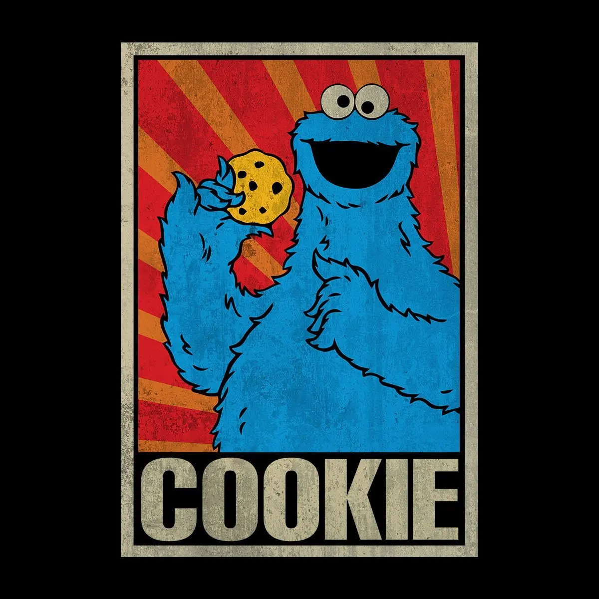 Черно белой печати Футболка Улица Сезам Cookie Monster советский Для мужчин
