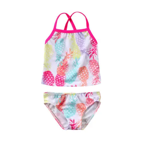 Новинка 2018 детский купальник из двух предметов для маленьких девочек с ананасами