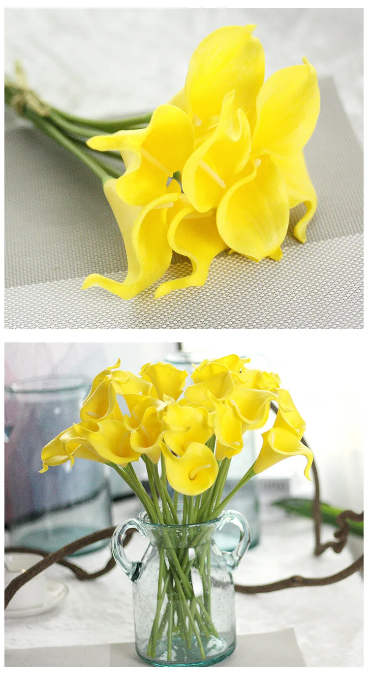 6PCArtificial PUCalla с свадебным украшением, букеты для дома, Осеннее украшение, искусственные растения, роскошный Декор для дома