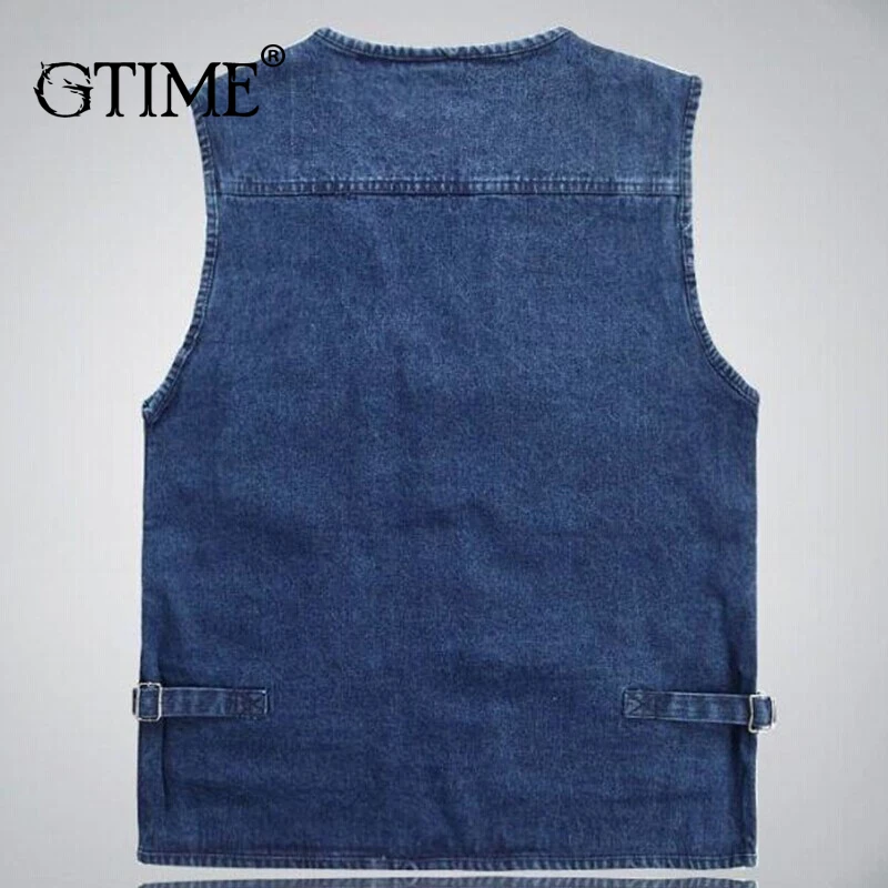 Дропшиппинг Gtime мужской джинсовый жилет Повседневный рыболовный плюс fertilizer XL