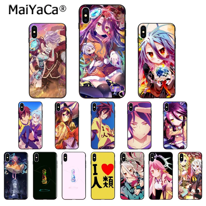 Мягкий чехол для телефона MaiYaCa No Game NO life из черного ТПУ iPhone 6S 6plus 7 7plus 8 8Plus X Xs MAX 5 5S
