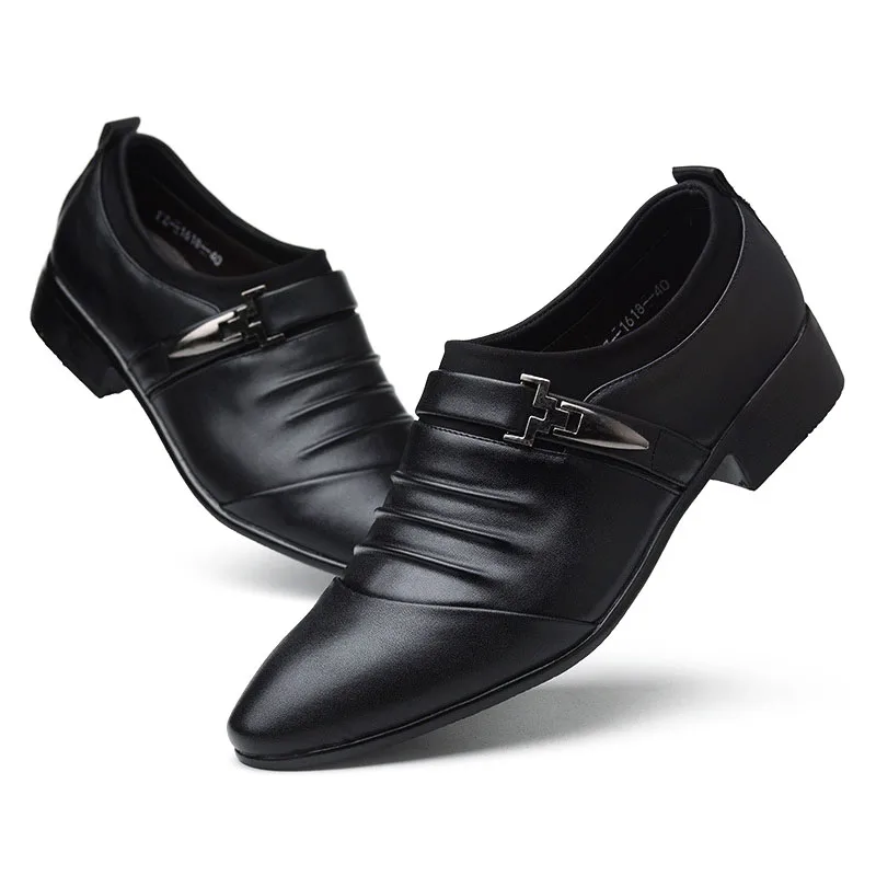 2018 осенние Роскошные Мужские модельные туфли с острым носком без шнуровки