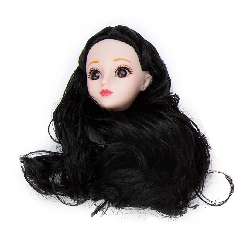 30 см кукла голова с черными прямыми волосами 3D настоящие Глаза DIY аксессуары для