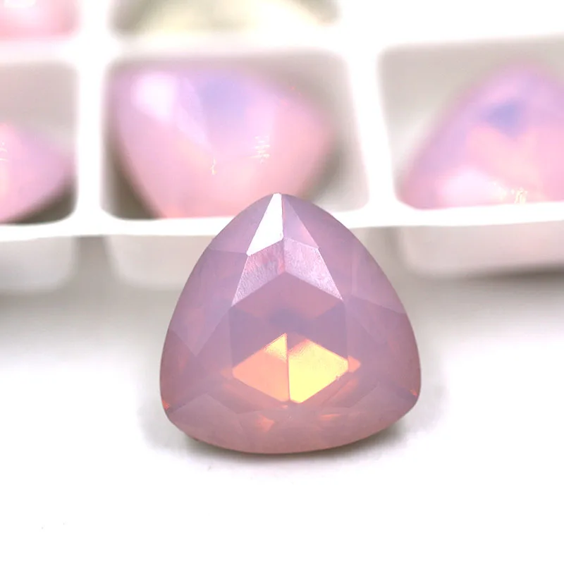 Pink opal Новое поступление остроконечные Клей На Стразы высокое качество стекло crysyal Толстая Треугольная Форма Стразы diy аксессуары для одежды - Цвет: Pink opal