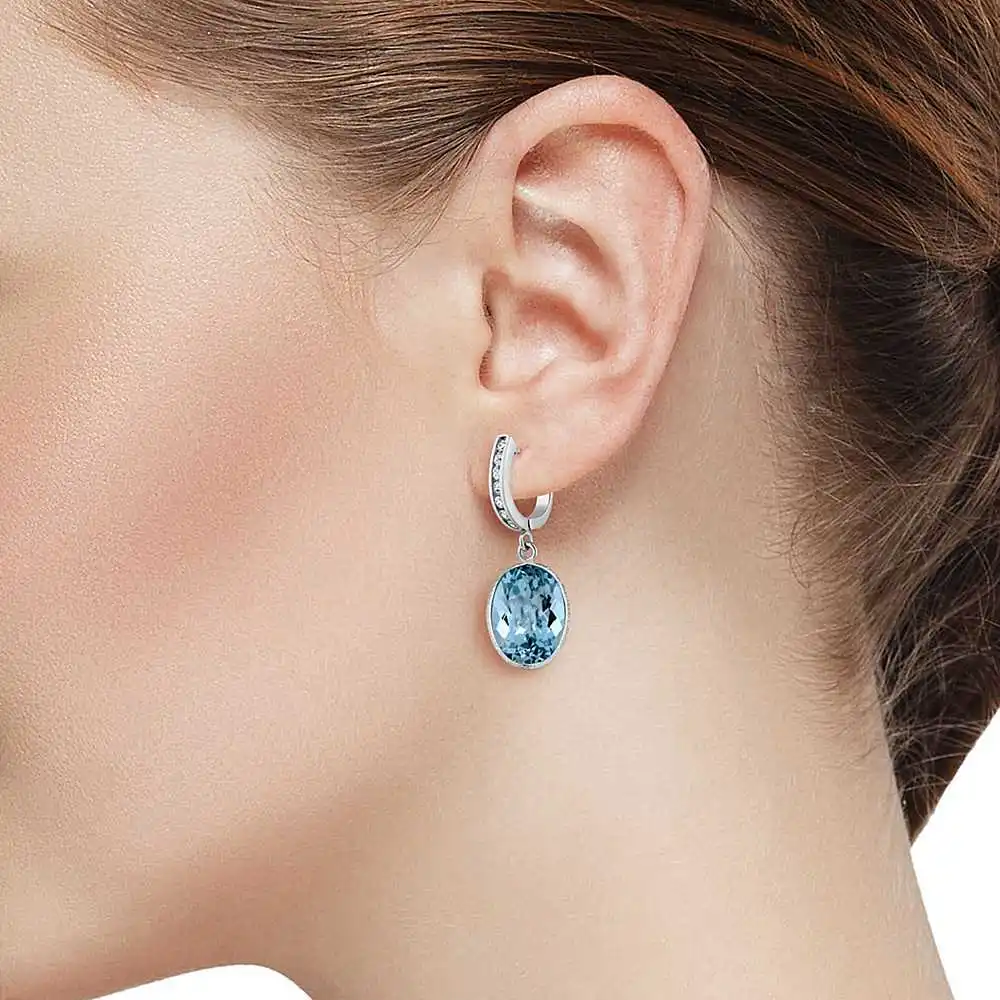 Серьги подвески с драгоценными камнями GemStoneKing овальная форма натуральный