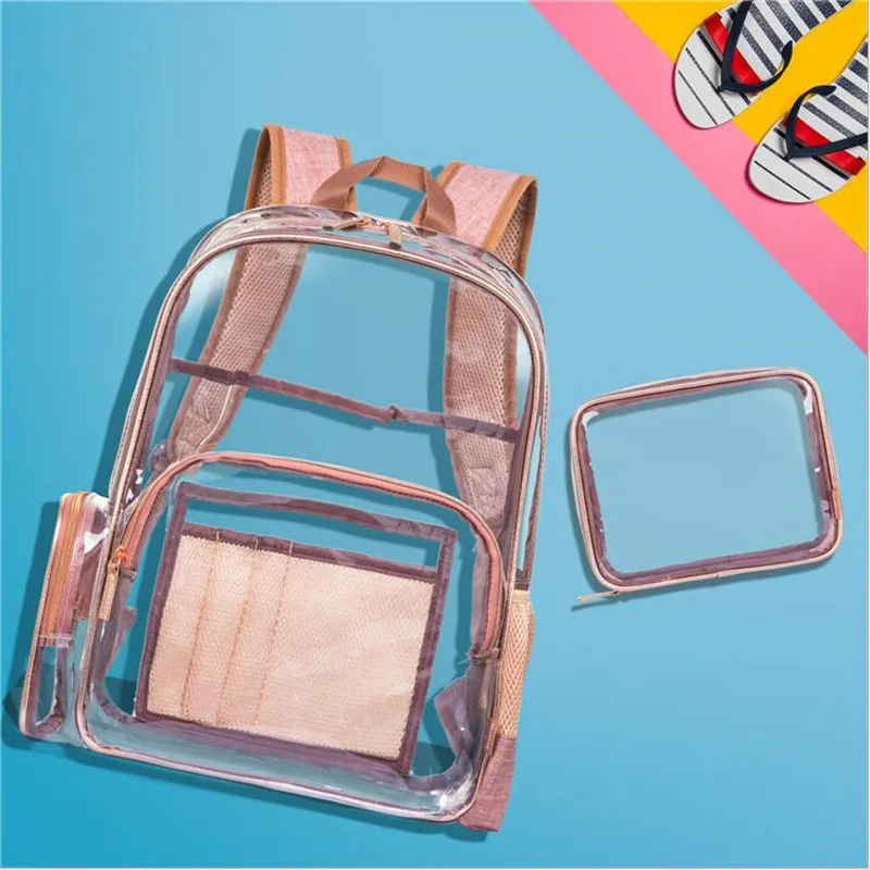 SALE Transparent Pvc Backpack Women Schoolbags Teen Girls Candy Color Jelly Bags Bookbag Ladytravel Crystal Beach | Багаж и сумки