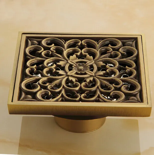 Модная популярная винтажная художественная латунная напольная ловушка для душа