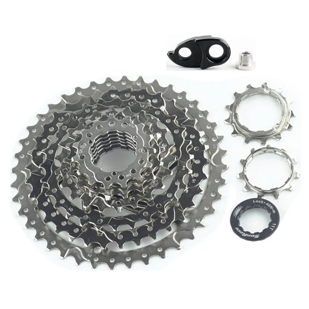 Silver with adapter Sunracing CSM680 8 скоростей 11-40 т черный/серебристый велосипед кассета подходит Shimano SRAM переходник маховика для GS SGS переключатель - Цвет: Silver with adapter