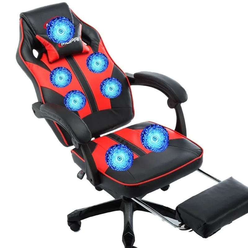 red footrest Высококачественное офисное кресло Poltrona Silla Gamer Esports 7 точечный массаж колесо Синтетическая кожа с подставкой для ног может лежать дома - Цвет: red footrest