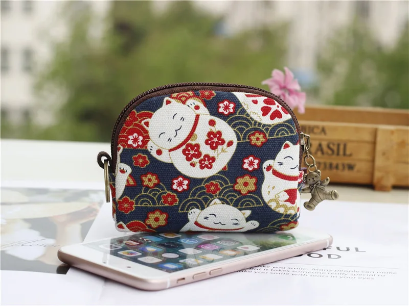 Ретро мини-сумка, женские кошельки для монет, Kawaii, короткий кошелек, для девочек, кошка, маленький холщовый кошелек, сумки для карт, женские кошельки для рук, для дам, детей
