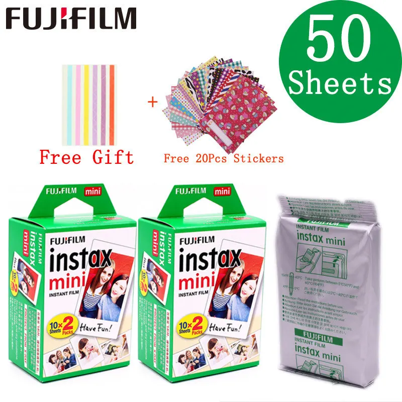 50sheets 10-200 листов fuji пленка Instax Mini белая пленка мгновенная фотобумага для fuji Instax Mini 8 9 7s 9 70 25 50s 90 камера SP-1 2 - Цвет: 50sheets
