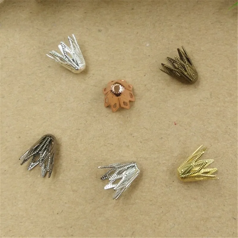 

50pcs 9X10mm Copper End Caps Flower Spacer Filigree Charm Spacer Beads for DIY Necklace Bracelet Jewelry Making