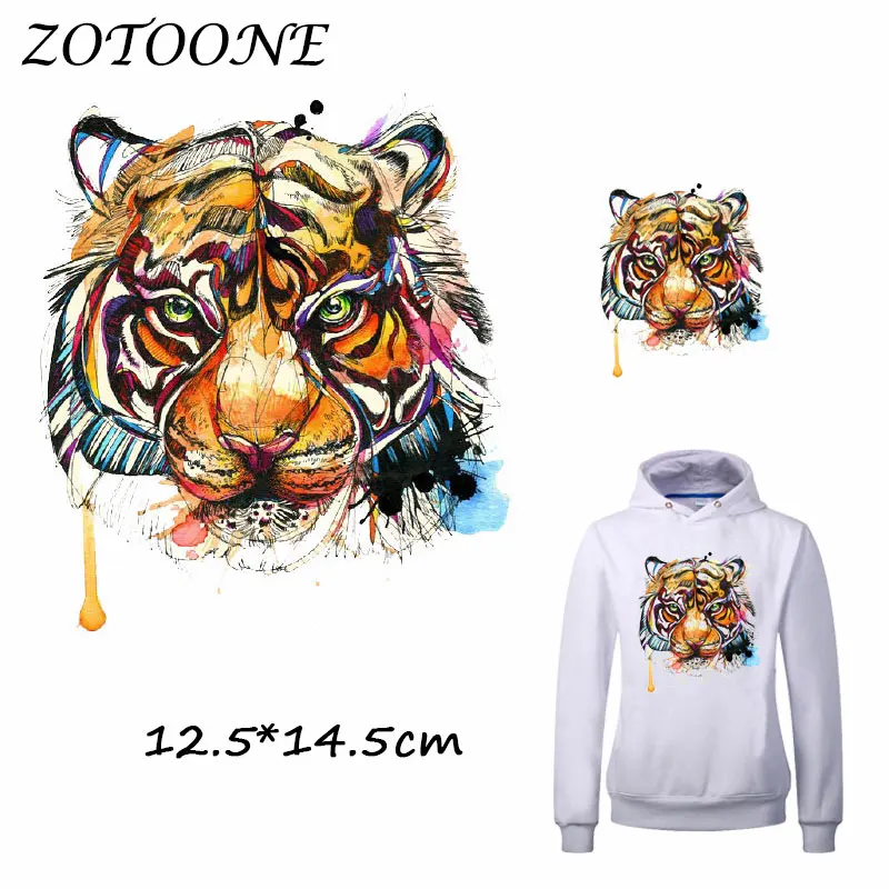 ZOTOONE железные нашивки для одежды акварельные с тигром Аппликация из бисера