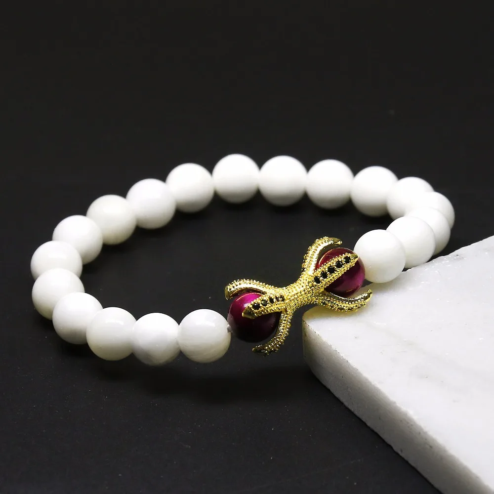 Модные императорские бусины из черного циркона натуральные белые женские