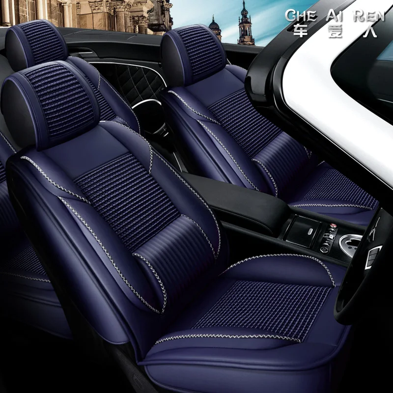 

CHE AI REN Leather Car Seat Cover Breathable Ice Silk Seat Covers Automotive For Universal 5 Seats Car Interior Accessories
