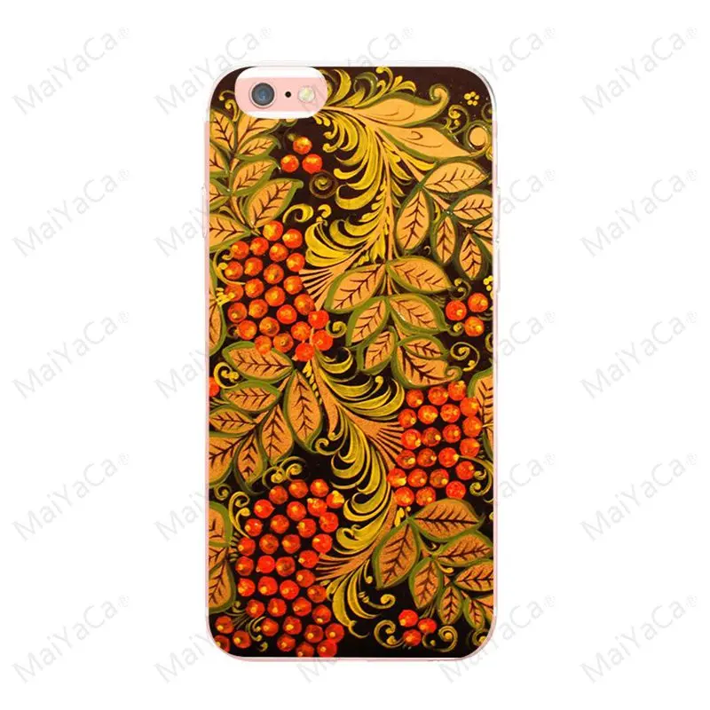 MaiYaCa Khokhloma русский Узор Цветок для iphone 8 8plus X XS XR Coque Shell для Apple iphone 5 5S SE и 6s 7 8 чехол для телефона